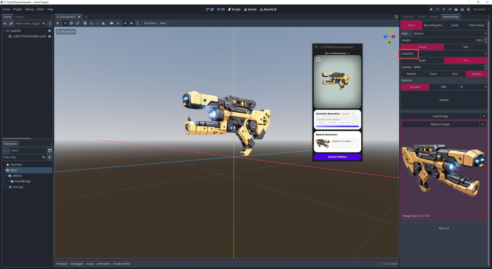One Click mode in Godot