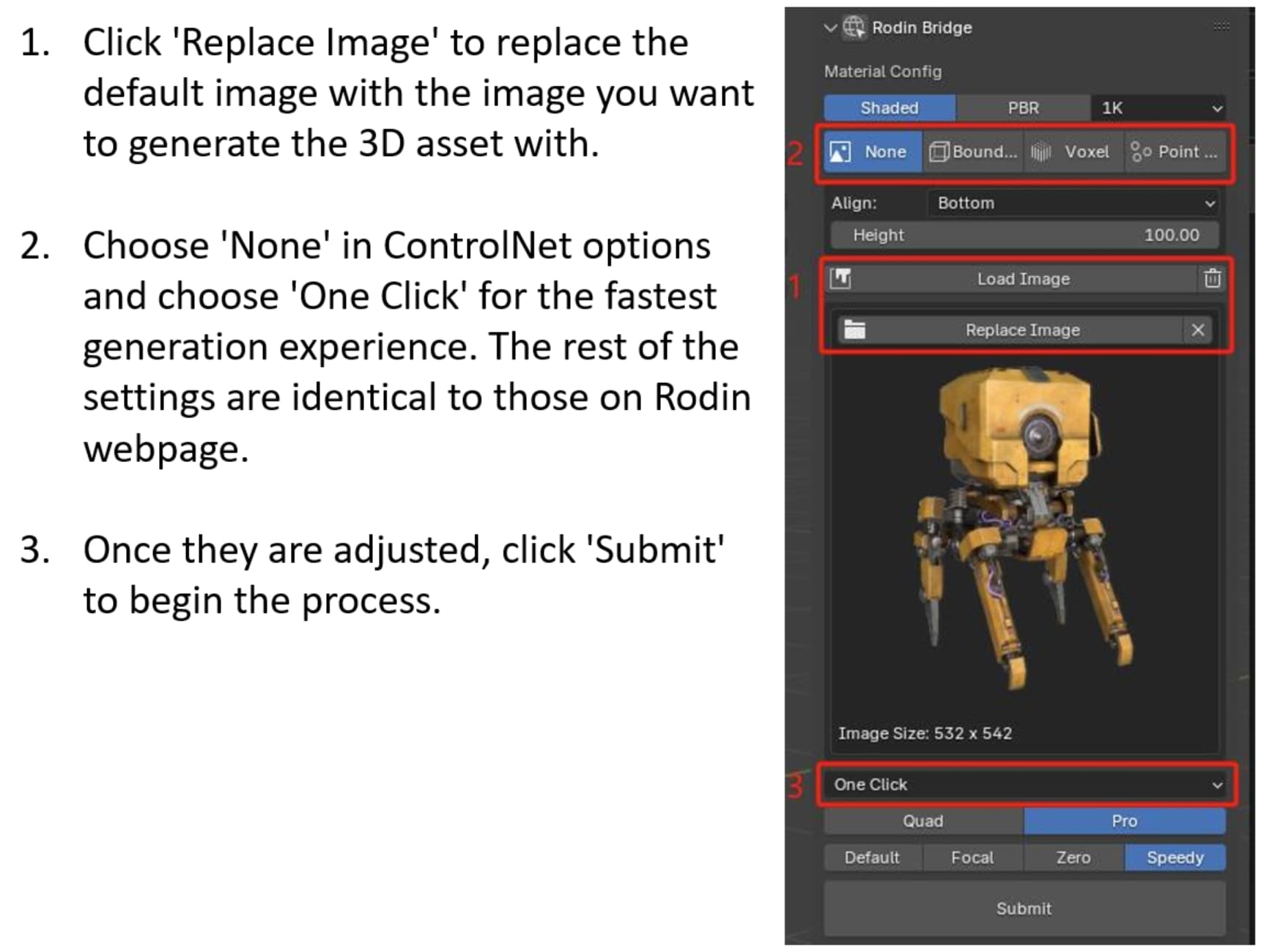 Single-image generation in Blender