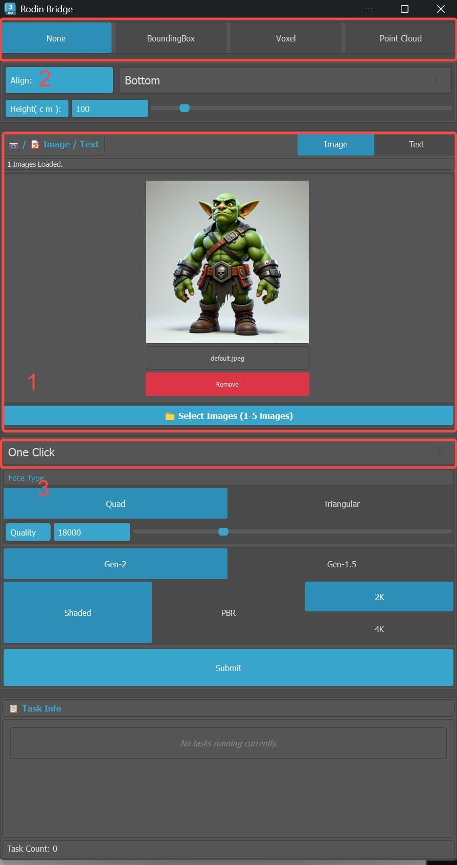 Single-image generation in 3ds Max