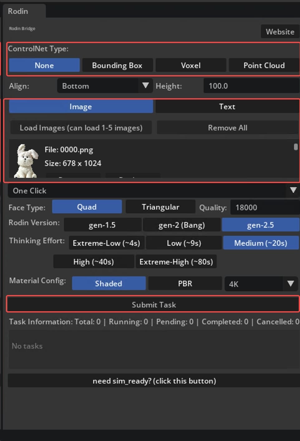 Single-image generation in Omniverse